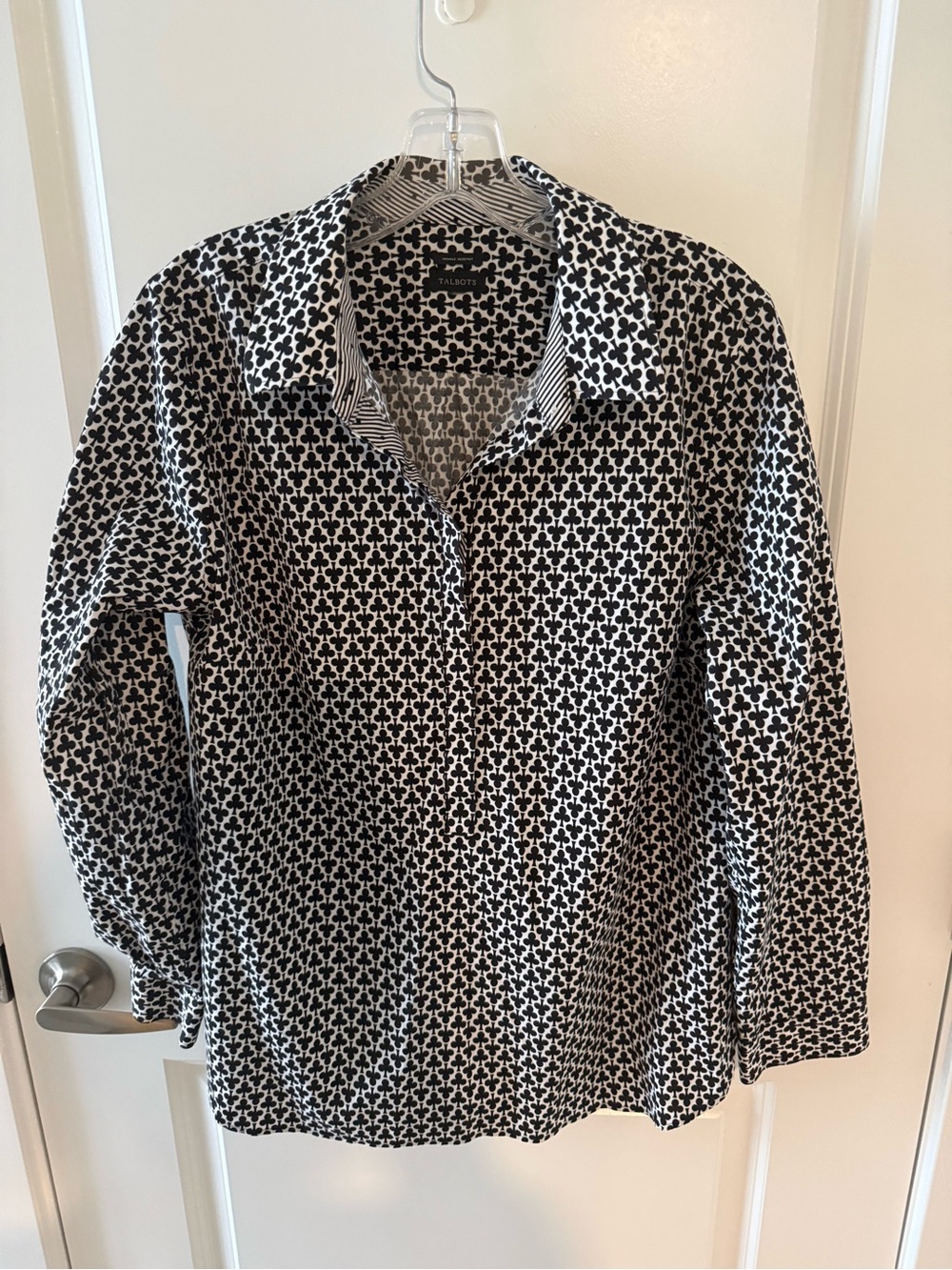 Talbots Black & White Geometric Button-Down Shirt